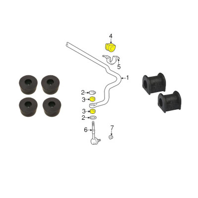 Kit gommini barra stabilizzatrice - Toyota Hilux